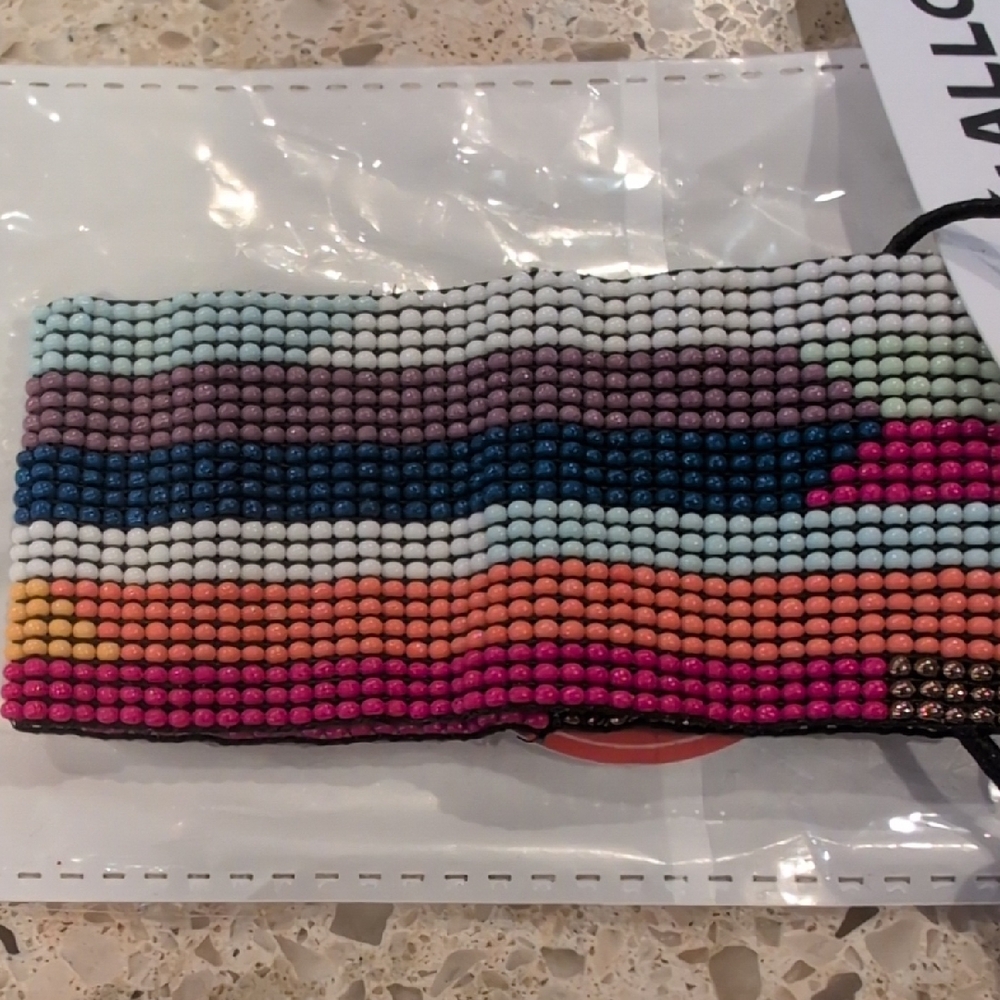 Multicolor Seed Bead Stretch Bracelet - Pink, Blue, Coral, Aqua
